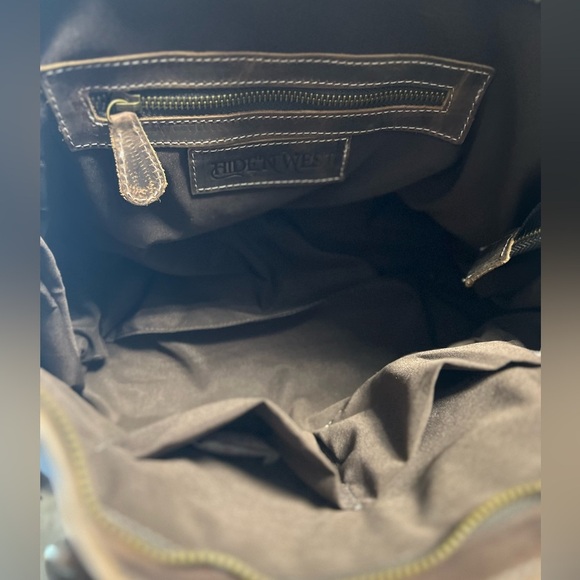 New Fall Western Genuine Ostrich Embossed Leather Rustic Crazy Horse Bag Fringe - Picture 9 of 16